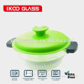2.5L Borosilicate heat resistant clear glass cooking pot with PP Lid